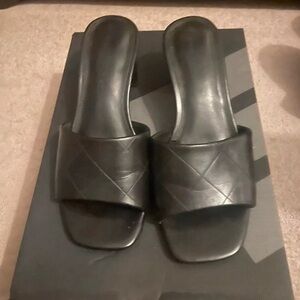 next Black Quilted Wide-Strap Slide Mules